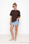 Dantel Detaylı Oversize Örme T-shirt KAHVERENGİ LUB0377