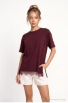 Dantel Detaylı Oversize Örme T-shirt MÜRDÜM LUB0377