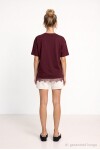 Dantel Detaylı Oversize Örme T-shirt MÜRDÜM LUB0377