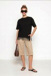 Dantel Detaylı Oversize Örme T-shirt SİYAH LUB0377