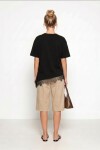 Dantel Detaylı Oversize Örme T-shirt SİYAH LUB0377