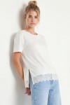 Dantelli Oversize Mevsimlik Triko Bluz BEYAZ LYY0146