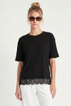Dantelli Oversize Mevsimlik Triko Bluz SİYAH LYY0146