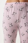 Desenli Viskon Pantolon T-shirt Pijama Takımı AÇIK PEMBE LEC0007