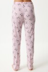 Desenli Viskon Pantolon T-shirt Pijama Takımı AÇIK PEMBE LEC0007