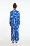 Desenli Yazlık Viskon Kimono Pantolon Takım KOYU MAVİ EKRU LRN0013