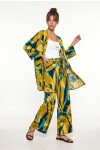 Desenli Yazlık Viskon Kimono Pantolon Takım ZEYTİN YEŞİLİ LACİVERT LRN0013