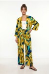 Desenli Yazlık Viskon Kimono Pantolon Takım ZEYTİN YEŞİLİ LACİVERT LRN0013