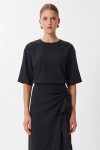 Drapeli Midi Modal Elbise SİYAH LNT0033