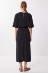 Drapeli Midi Modal Elbise SİYAH LNT0033