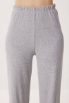 Düğmeli Fitilli Örme Hırka Pijama Takımı GRİ MELANJ LRN0016