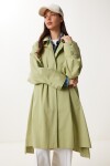 Fermuarlı Oversize Dokuma Trençkot ÇAĞLA YEŞİLİ LFG0180