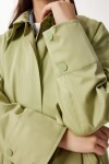 Fermuarlı Oversize Dokuma Trençkot ÇAĞLA YEŞİLİ LFG0180