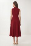 Fular Detaylı Midi Dokuma Elbise BORDO LNT0036