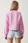 Hakim Yaka Premium Müslin Gömlek Bluz PEMBE LRG0016