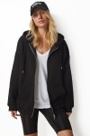 Kapüşonlu Oversize Şardonlu Örme Sweatshirt SİYAH HUB0002