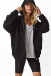 Kapüşonlu Oversize Şardonlu Örme Sweatshirt SİYAH HUB0002