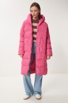 Kapüşonlu Oversize Uzun Şişme Kaban PEMBE LNT0001