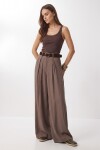 Kemerli Gabardin Etek Pantolon VİZON LBY0072