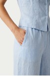 Keten Görünümlü Yelek Pantolon Takım GÖK MAVİ LAZ0010