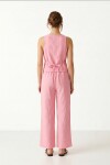 Keten Görünümlü Yelek Pantolon Takım PEMBE LAZ0010