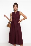 Kolsuz Midi Poplin Gömlek Elbise BORDO LMX0093
