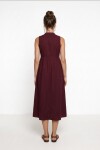 Kolsuz Midi Poplin Gömlek Elbise BORDO LMX0093