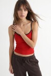 Kontrast Şeritli Askılı Örme Atlet KIRMIZI LACİVERT LUB0373