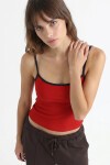 Kontrast Şeritli Askılı Örme Atlet KIRMIZI LACİVERT LUB0373
