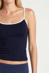 Kontrast Şeritli Askılı Örme Atlet LACİVERT BEYAZ LUB0373