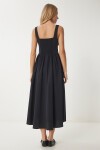 Korse Görünümlü Poplin Midi Elbise SİYAH LUB0354