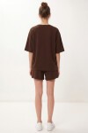 Modal Oversize T-shirt Şort Takım KAHVERENGİ LUB0379
