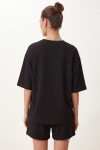 Modal Oversize T-shirt Şort Takım SİYAH LUB0379