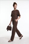 Modal T-shirt Pantolon Takım KAHVERENGİ LUB0385