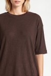 Oversize Basic Fitilli Modal T-shirt ACI KAHVE LUB0361
