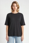 Oversize Basic Fitilli Modal T-shirt ANTRASİT LUB0361