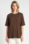 Oversize Basic Fitilli Modal T-shirt KAHVERENGİ LUB0361