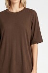 Oversize Basic Fitilli Modal T-shirt KAHVERENGİ LUB0361