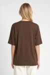 Oversize Basic Fitilli Modal T-shirt KAHVERENGİ LUB0361
