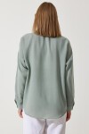 Oversize Basic Keten Ayrobin Gömlek ÇAĞLA YEŞİLİ LDD0009