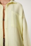 Oversize Basic Müslin Gömlek AÇIK SARI LMX0002