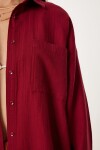 Oversize Basic Müslin Gömlek BORDO LMX0002