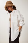 Oversize Basic Müslin Gömlek EKRU LMX0002