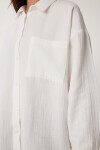 Oversize Basic Müslin Gömlek EKRU LMX0002