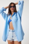Oversize Basic Müslin Gömlek GÖK MAVİ LMX0002
