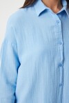Oversize Basic Müslin Gömlek GÖK MAVİ LMX0002