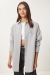 Oversize Basic Müslin Gömlek GRİ LMX0002