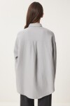 Oversize Basic Müslin Gömlek GRİ LMX0002