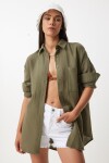 Oversize Basic Müslin Gömlek HAKİ LMX0002