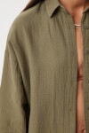 Oversize Basic Müslin Gömlek HAKİ LMX0002